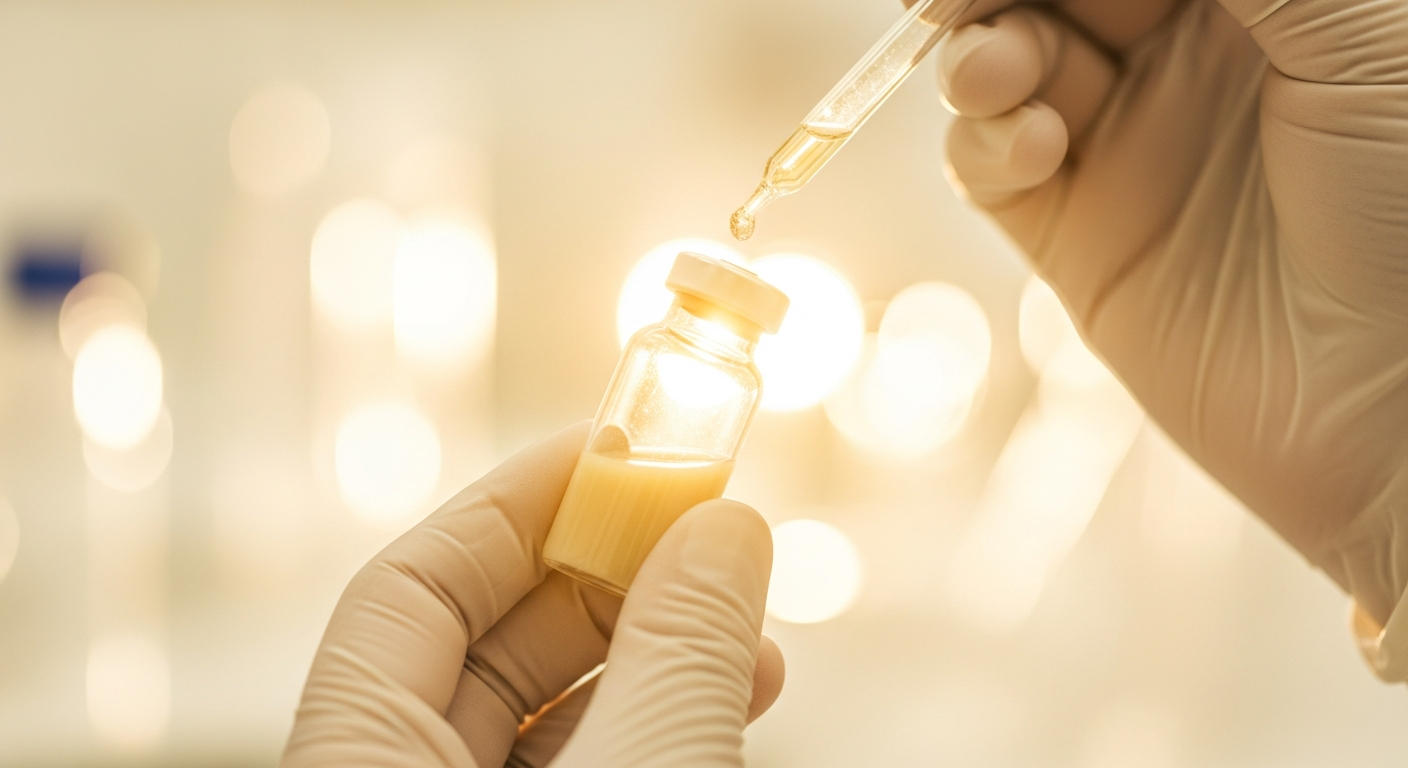 Compounding pharmacy filling a vial