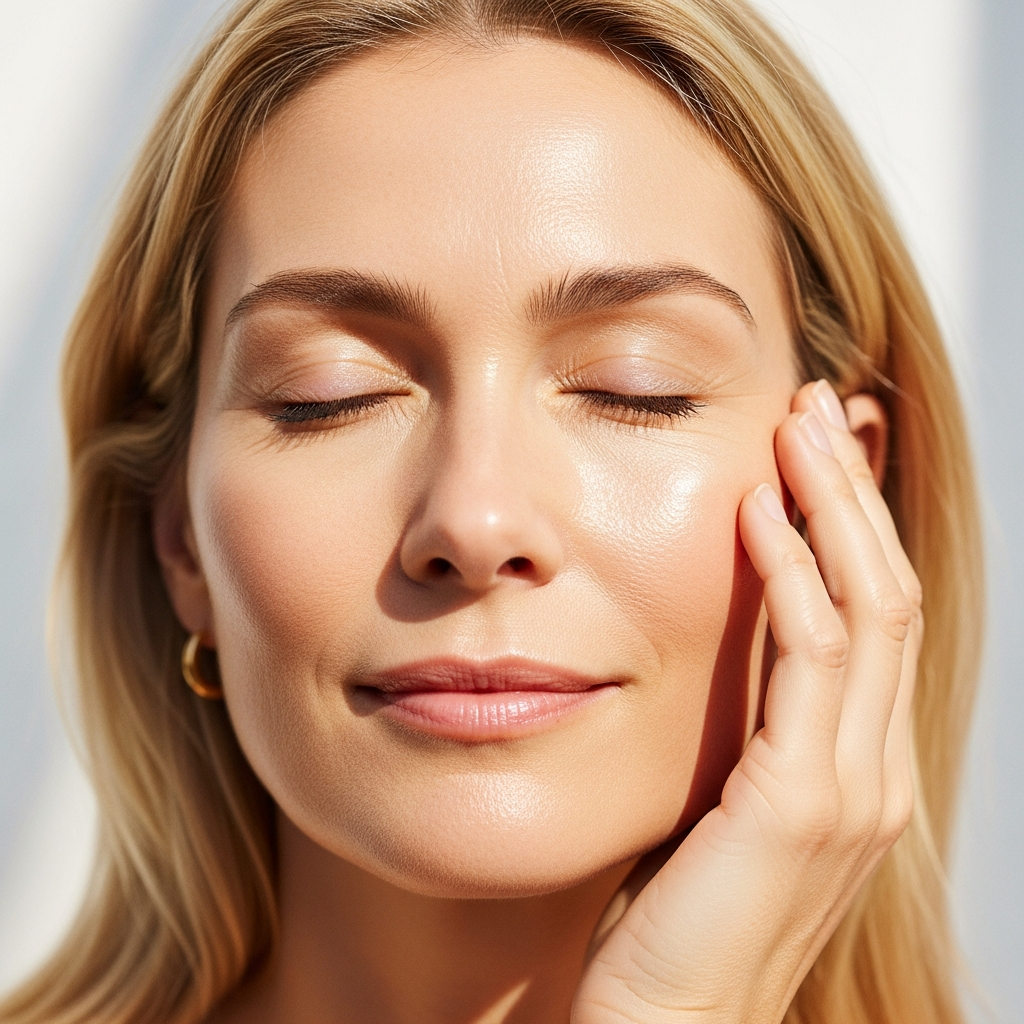 Woman with radiant glowing skin